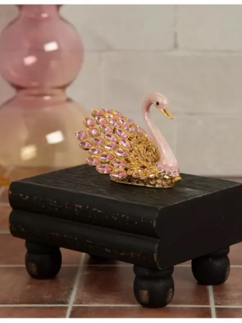 New Swan Rhinestone Jewelry Trinket Box